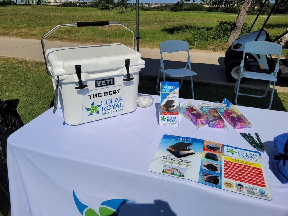 win solar royal yeti cooler at 2021 RCAT Texas Roofing Conference